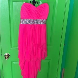 Sequin Hearts Hot Pink w/ Rhinestones Silky Dress